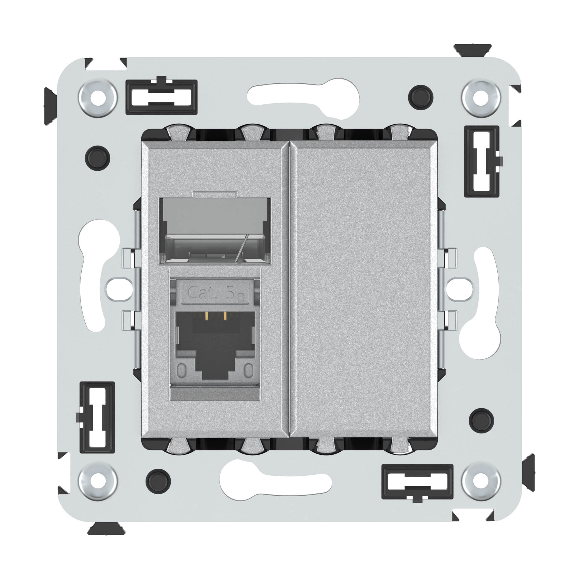 Компьютерная розетка RJ-45 в стену, кат.5e одинарная экранированная, "Avanti","Закаленная сталь"