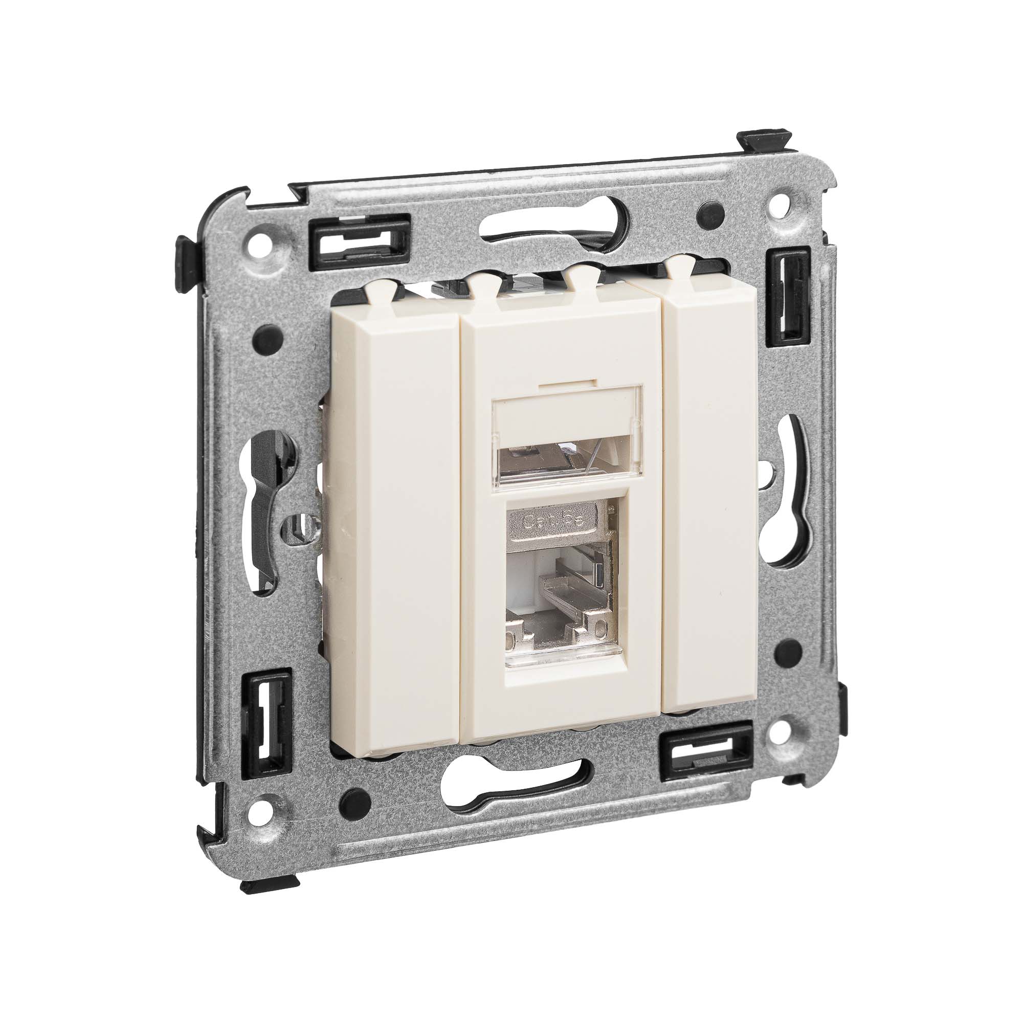 Компьютерная розетка RJ-45 в стену, кат.5e одинарная экранированная, "Avanti","Ванильная дымка"