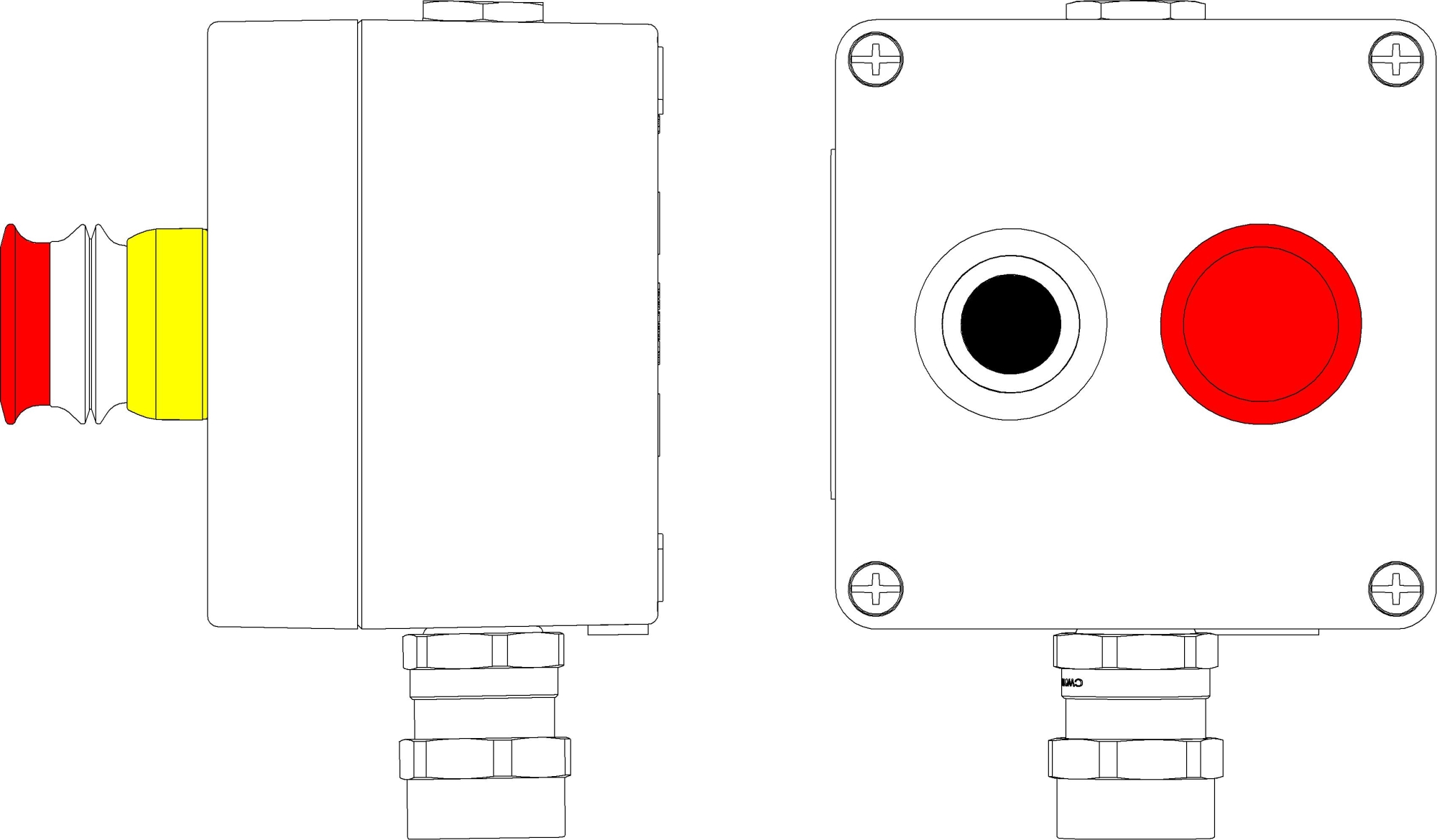Взрывозащищенный пост управления из алюминия CPE-A-12-(1xP1B(11)-1xP6E(11))-1xPBMB-1xAASBMB(D)1Ex d e IIC T6 Gb / Ex tb IIIC T80°C Db IP66