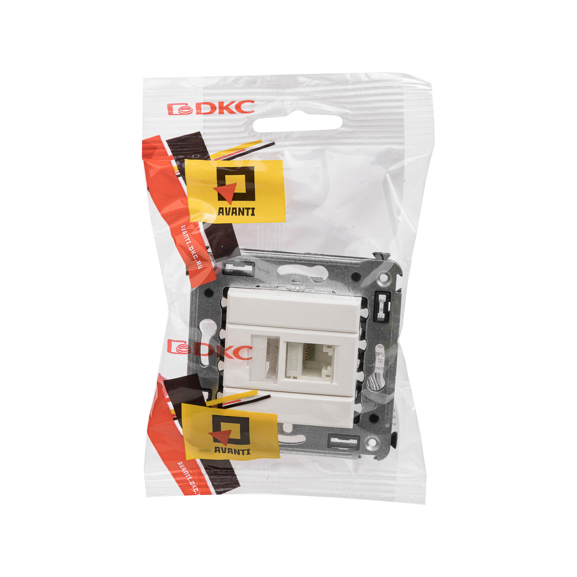 Компьютерная розетка RJ-45 в стену, кат.6A одинарная, "Avanti", "Белое облако"
