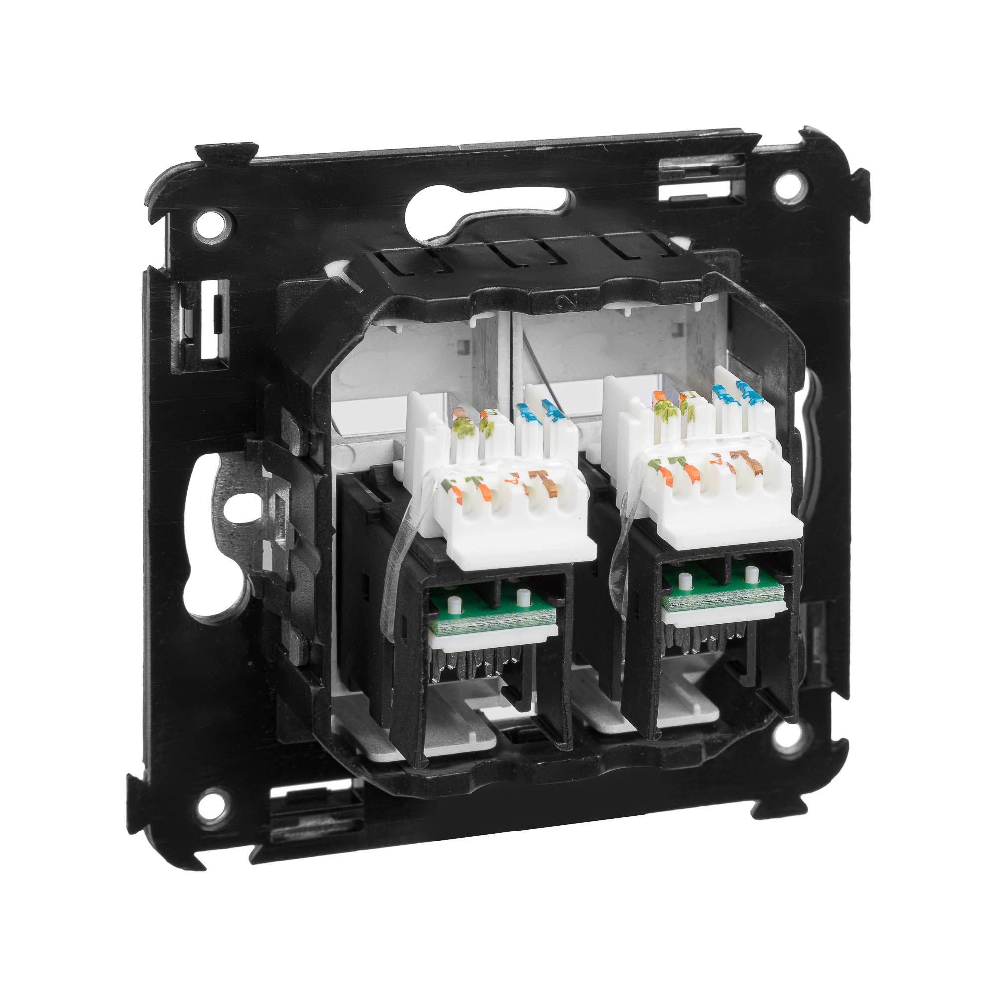 Компьютерная розетка RJ-45 в стену, кат.6А двойная, "Avanti", "Закаленная сталь"