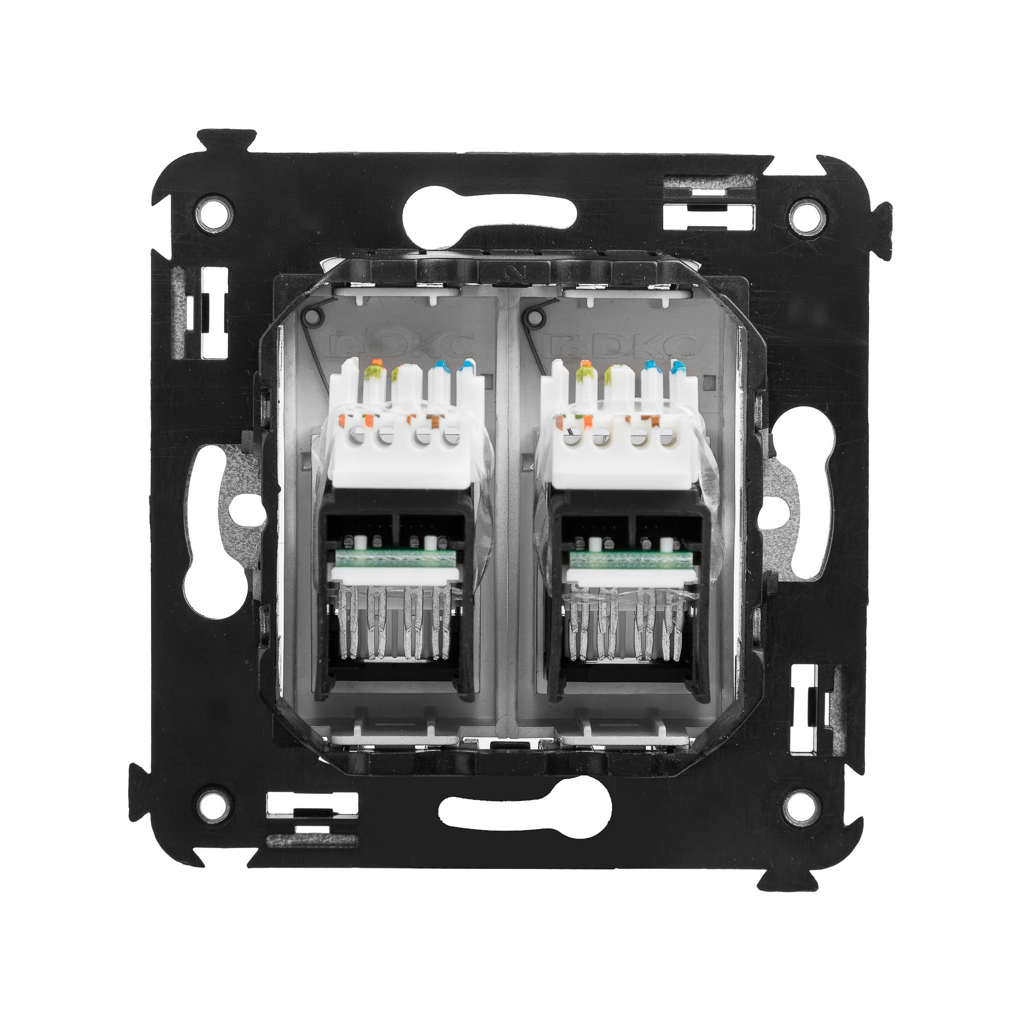 Компьютерная розетка RJ-45 в стену, кат.6А двойная, "Avanti", "Закаленная сталь"