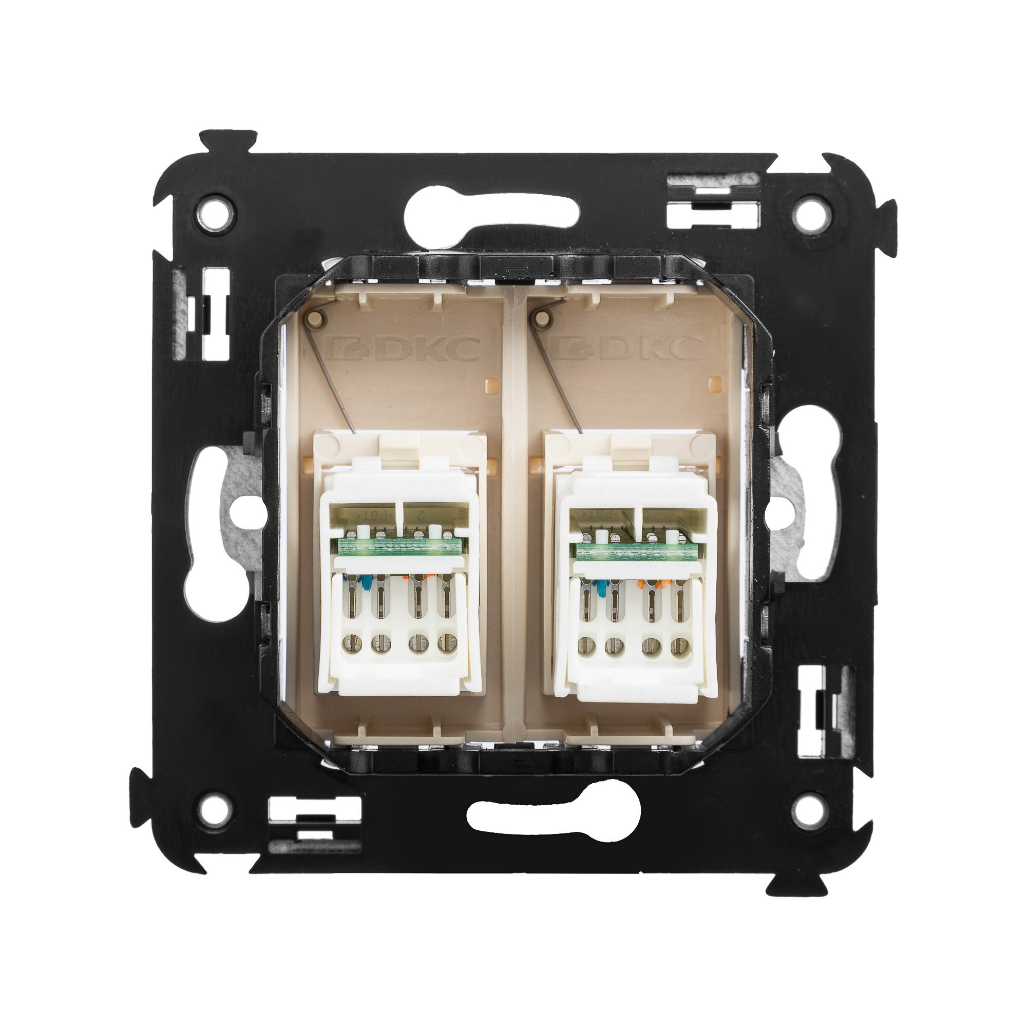 Компьютерная розетка RJ-45 в стену, кат.6А двойная, "Avanti", "Ванильная дымка"