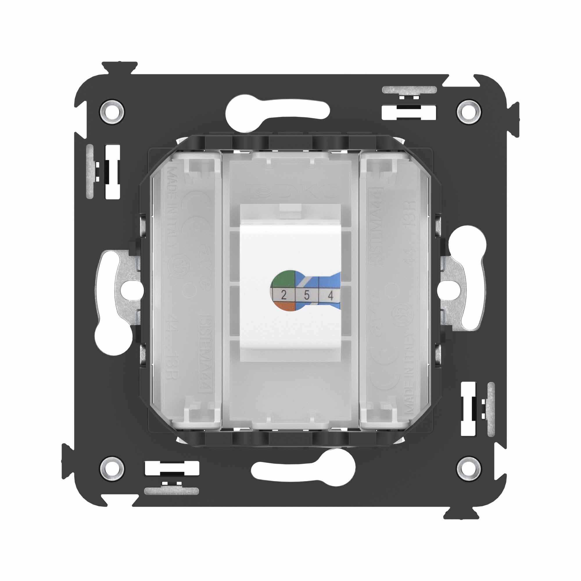 Телефонная розетка RJ-12 без шторки в стену одинарная, "Avanti", "Белое облако"
