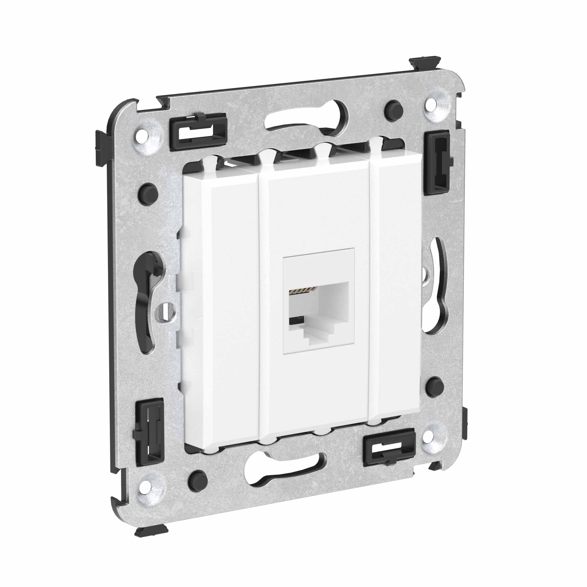 Телефонная розетка RJ-12 без шторки в стену одинарная, "Avanti", "Белое облако"