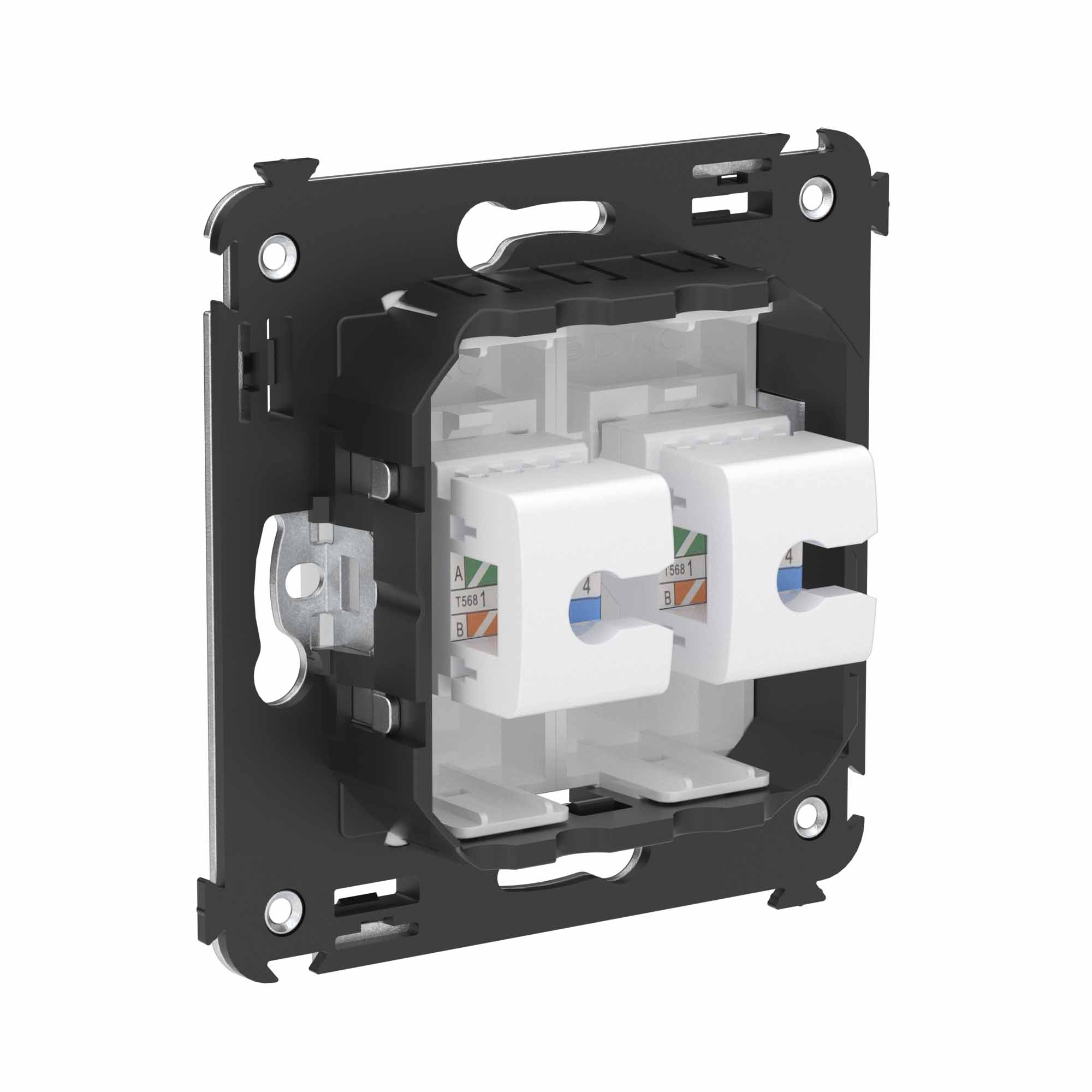 Телефонная розетка RJ-12 без шторки в стену двойная, "Avanti", "Белое облако"