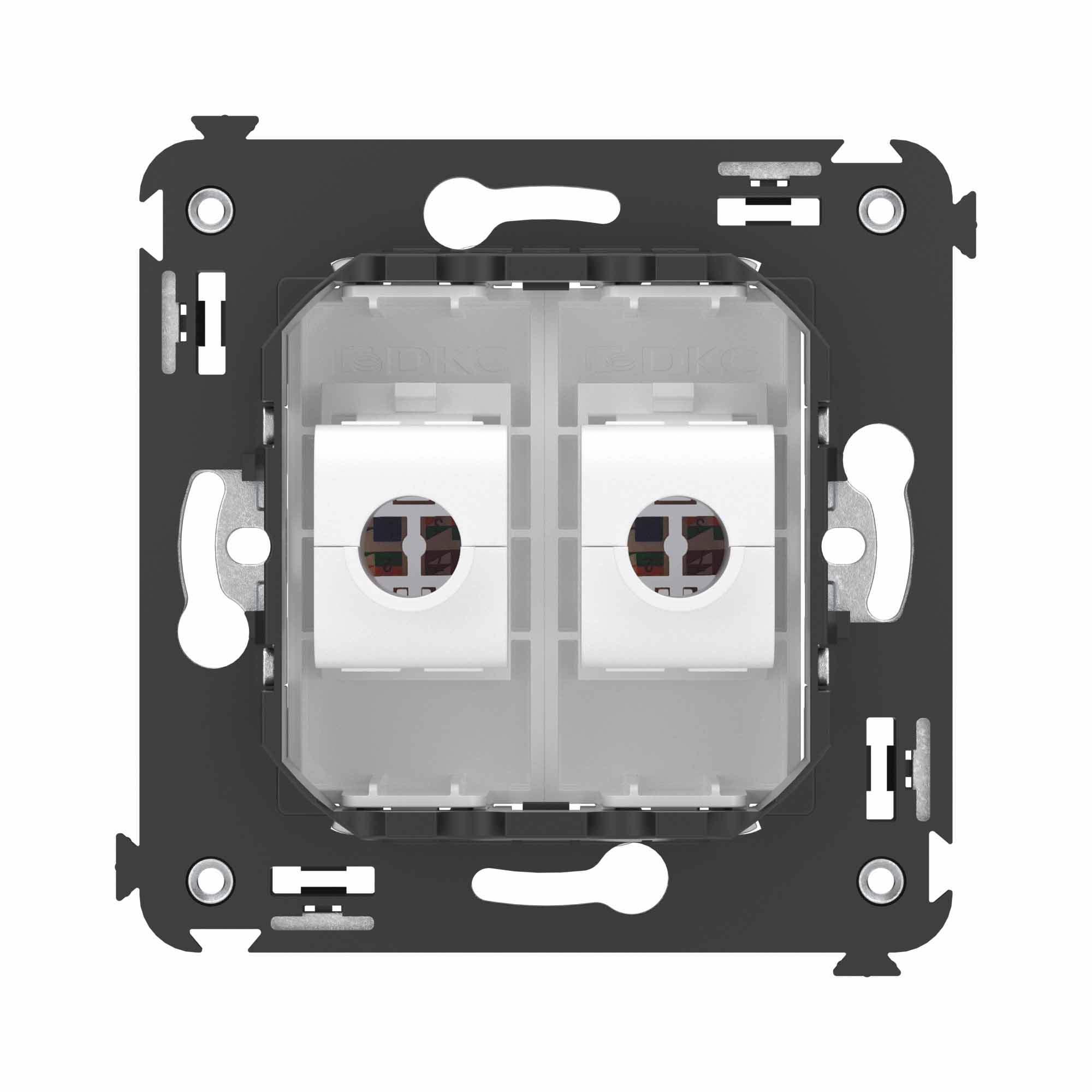 Компьютерная розетка RJ-45 без шторки в стену, кат.6A двойная, "Avanti","Белое облако"