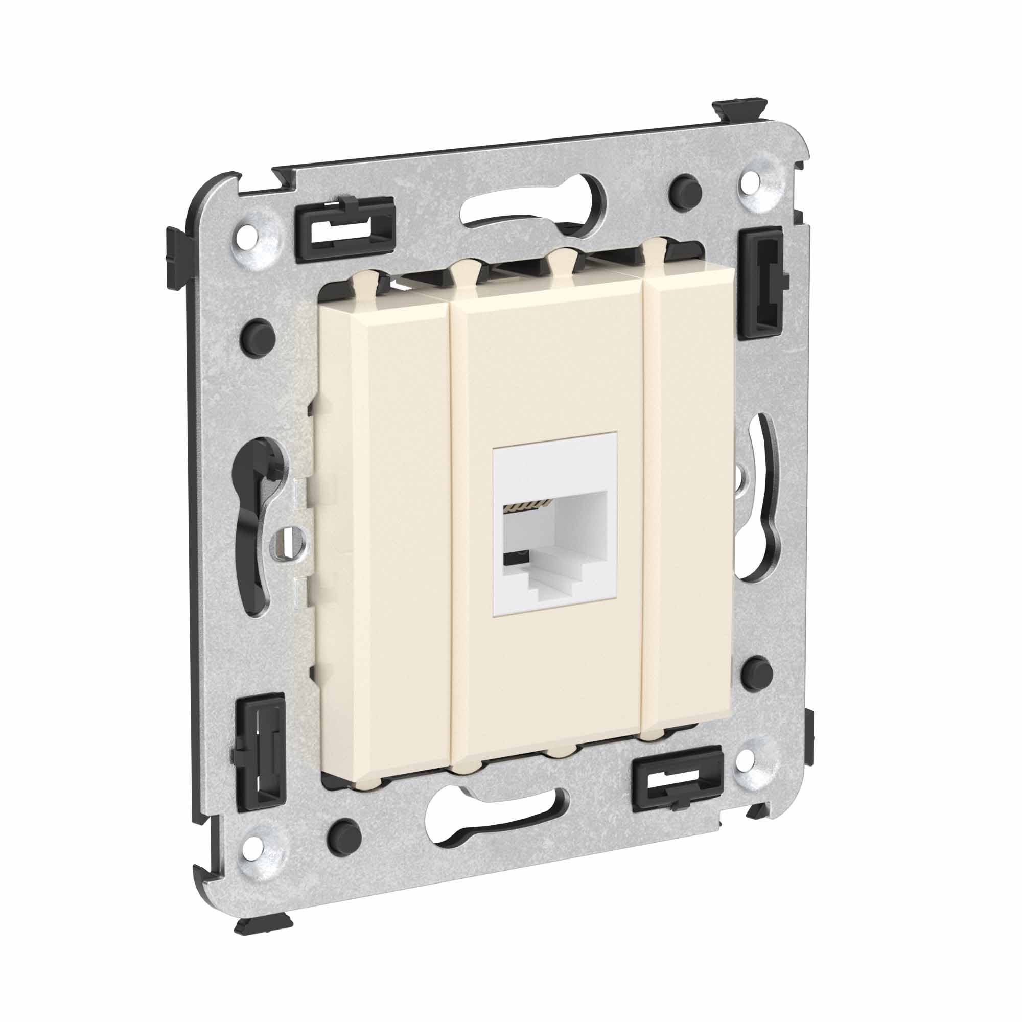 Телефонная розетка RJ-12 без шторки в стену одинарная, "Avanti", "Ванильная дымка"