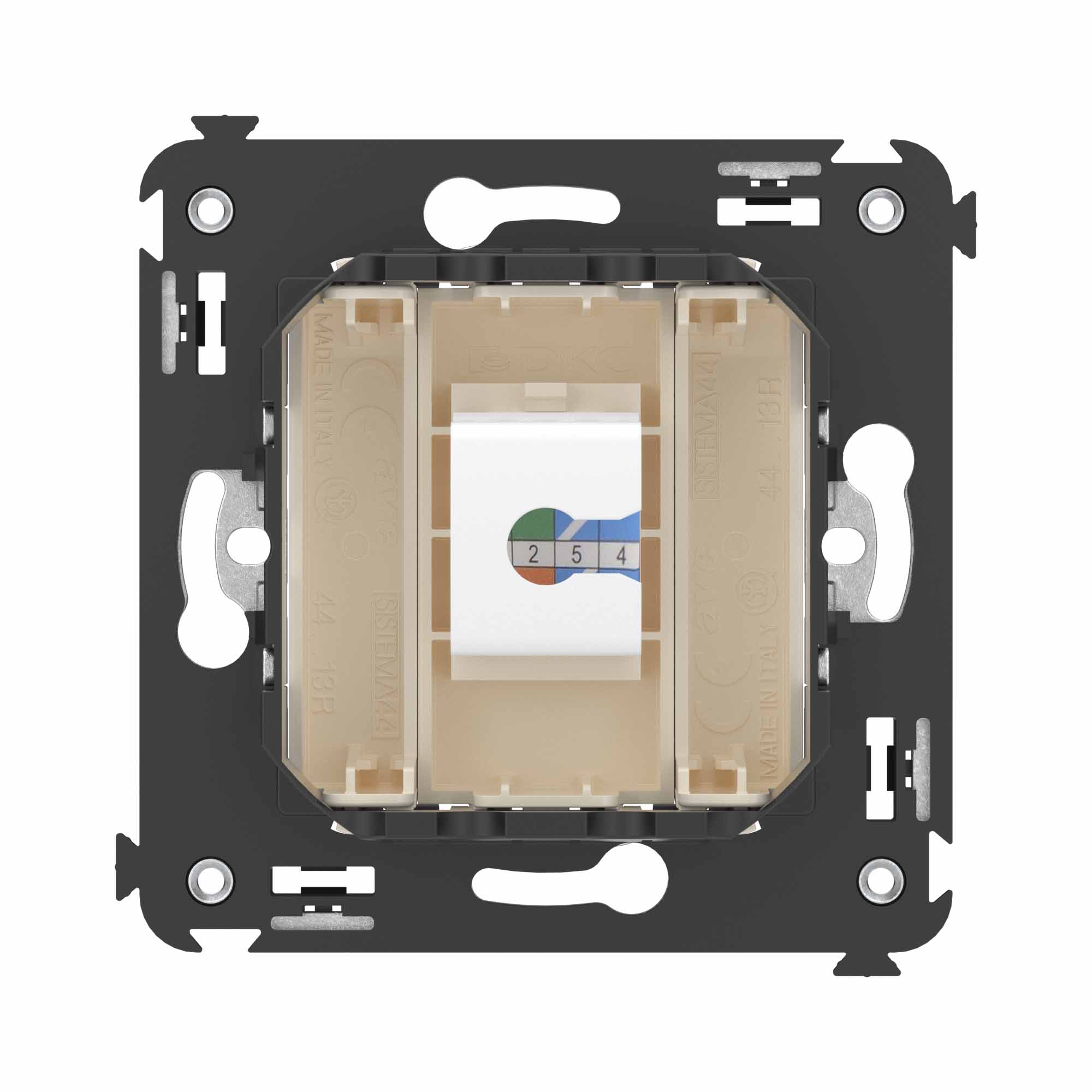 Телефонная розетка RJ-12 без шторки в стену одинарная, "Avanti", "Ванильная дымка"