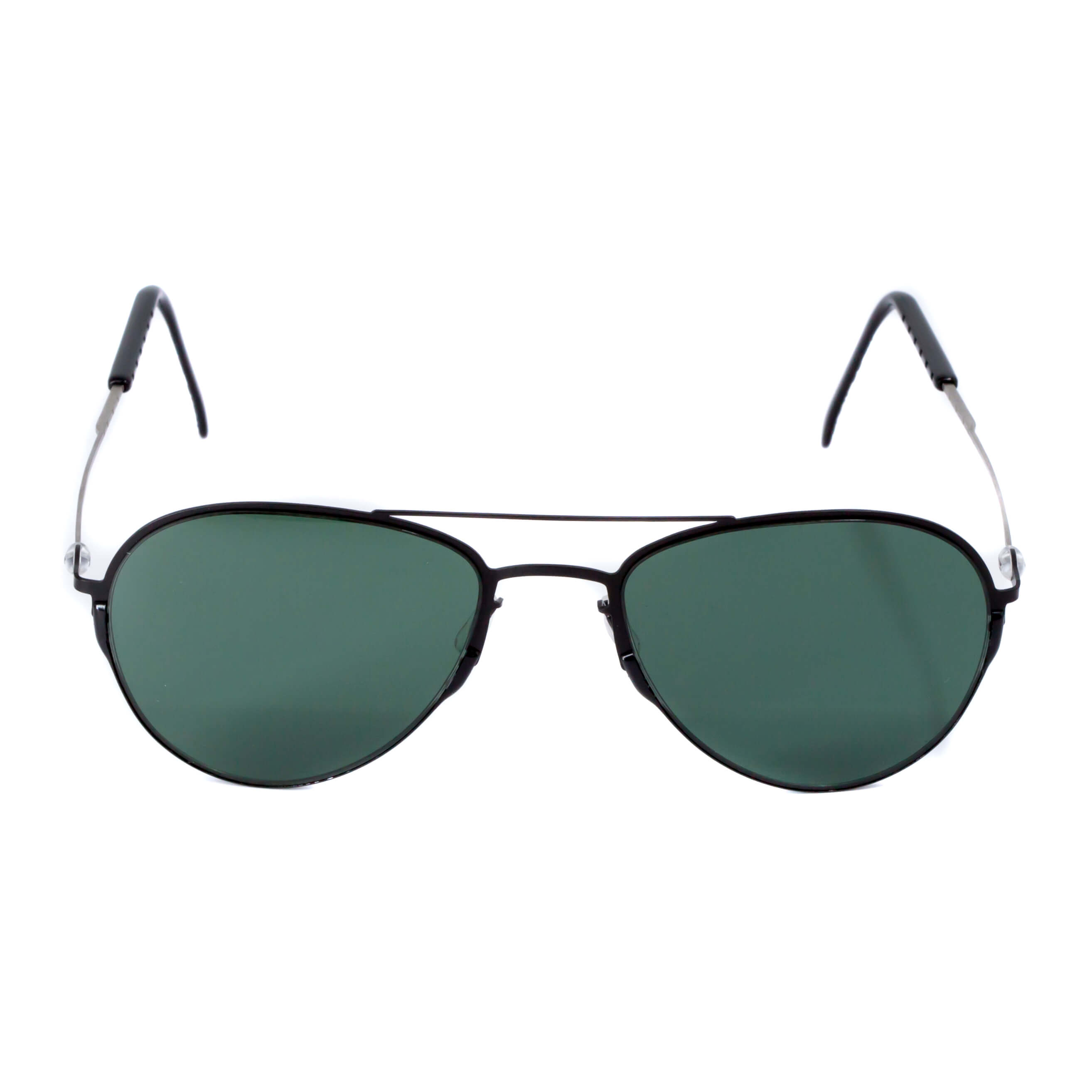 Черные солнцезащитные очки из титана с зелеными линзами