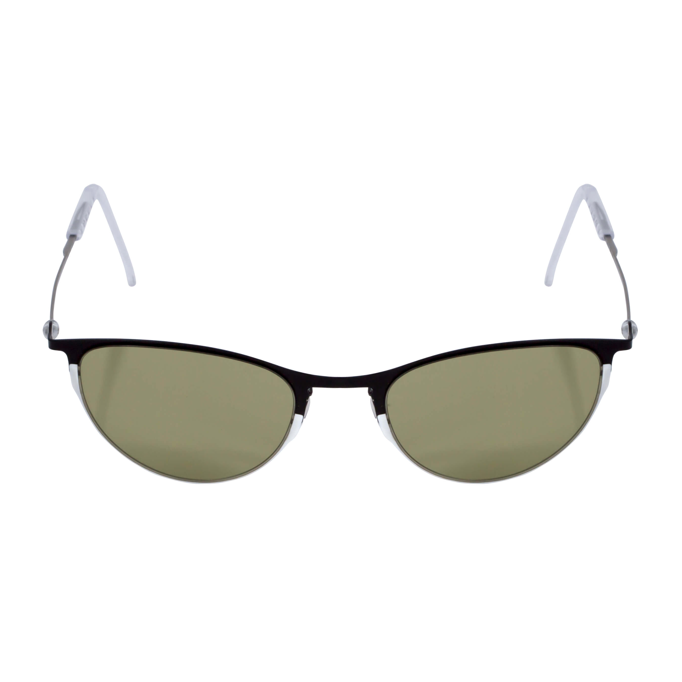 Черно-белые солнцезащитные очки из титана с оливковыми линзами