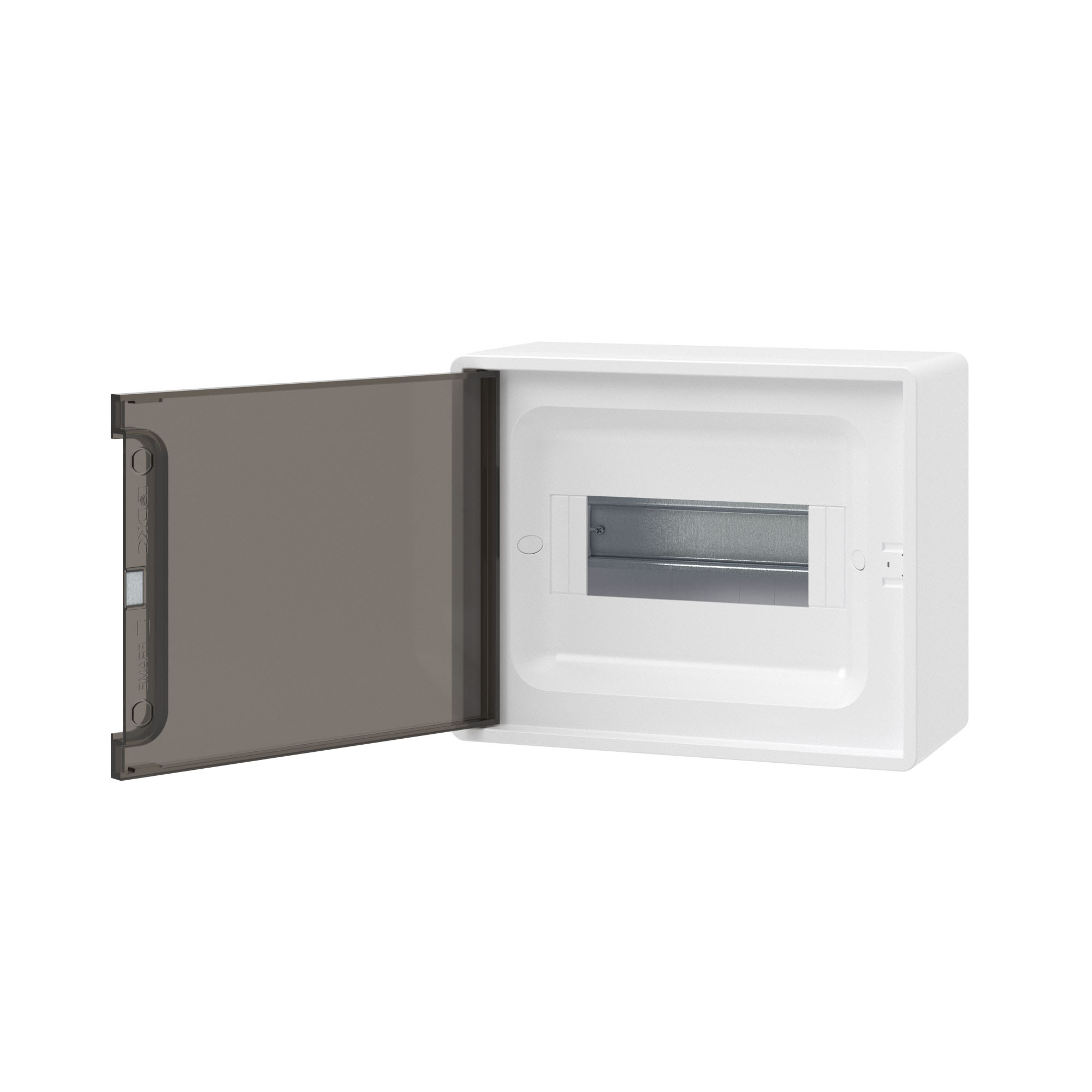 Щиток 8 мод настенный FRAME, белый, с тонированной дверцей, с 2 шинами PEN на 6 и 8 отв.