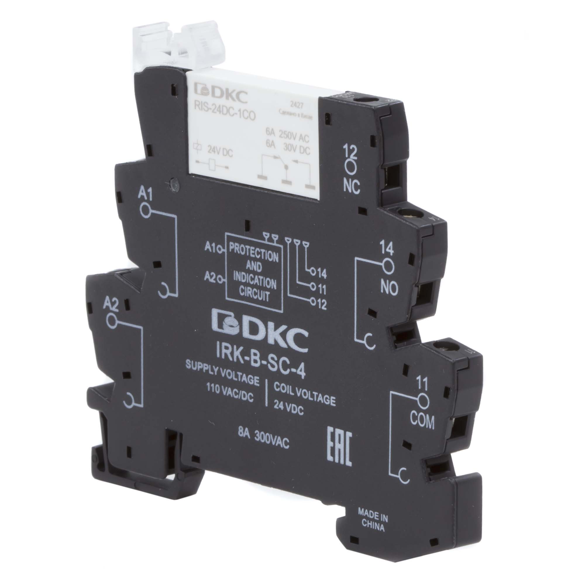 Реле интерфейсное, 1CO, ком. ток 6А, AgSnO2, напряжение 110V AC/DC, винтовые клеммы.