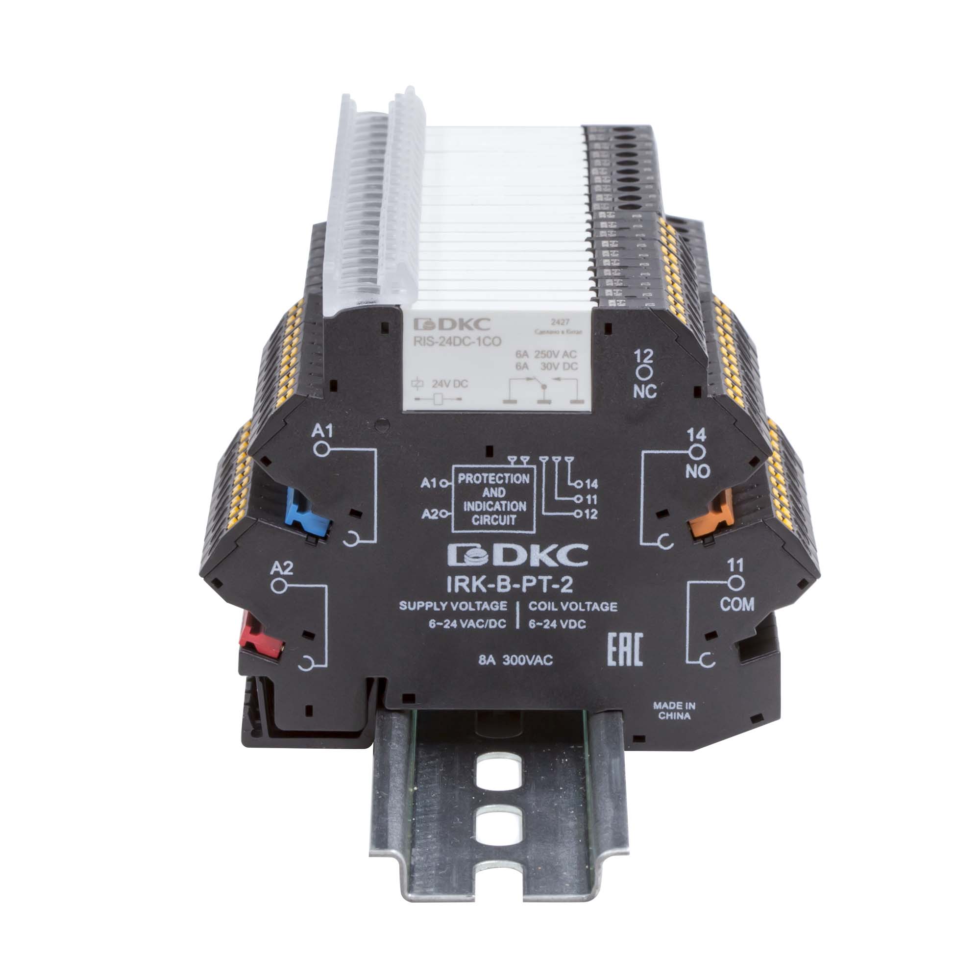 Реле интерфейсное, 1CO, ком. ток 6А, AgSnO2, напряжение 230V AC/DC, винтовые клеммы.