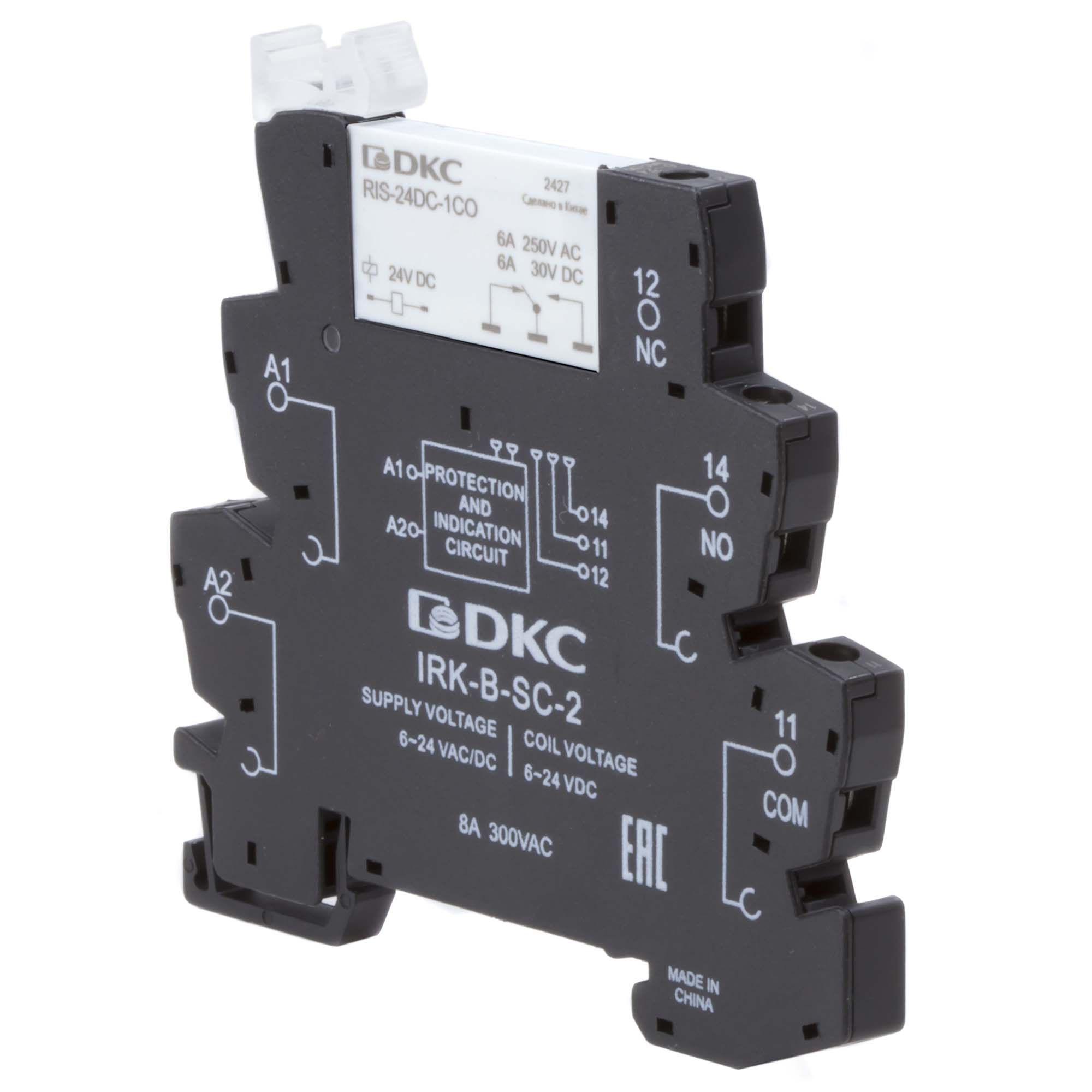 Реле интерфейсное, 1CO, ком. ток 6А, AgSnO2, напряжение 24V AC/DC, винтовые клеммы.
