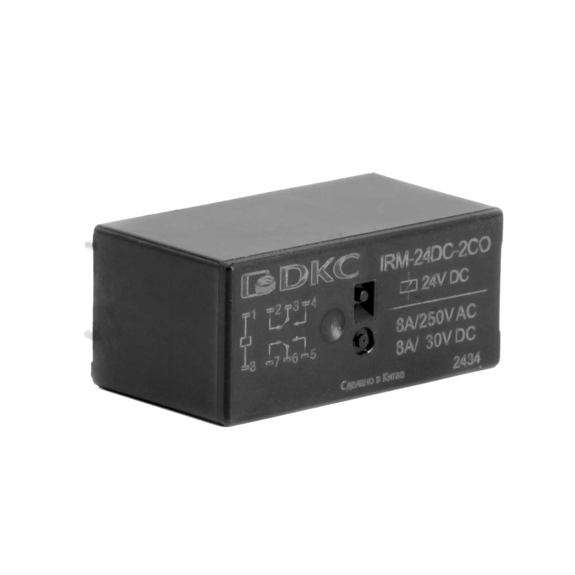 Реле миниатюрное низкопрофильное, 2CO, ком. ток 8А, AgSnO2, напряжение 12V DC