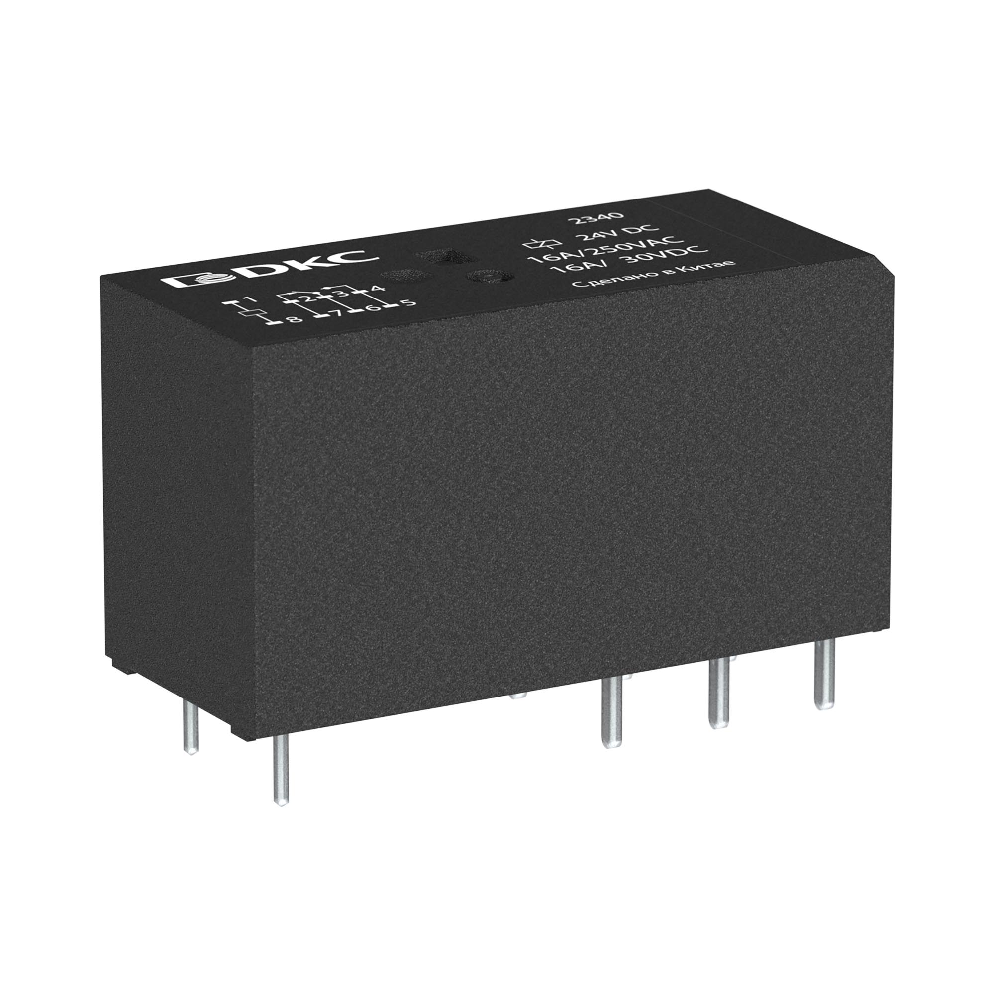 Реле миниатюрное низкопрофильное, 2CO, ком. ток 8А, AgSnO2, напряжение 24V AC