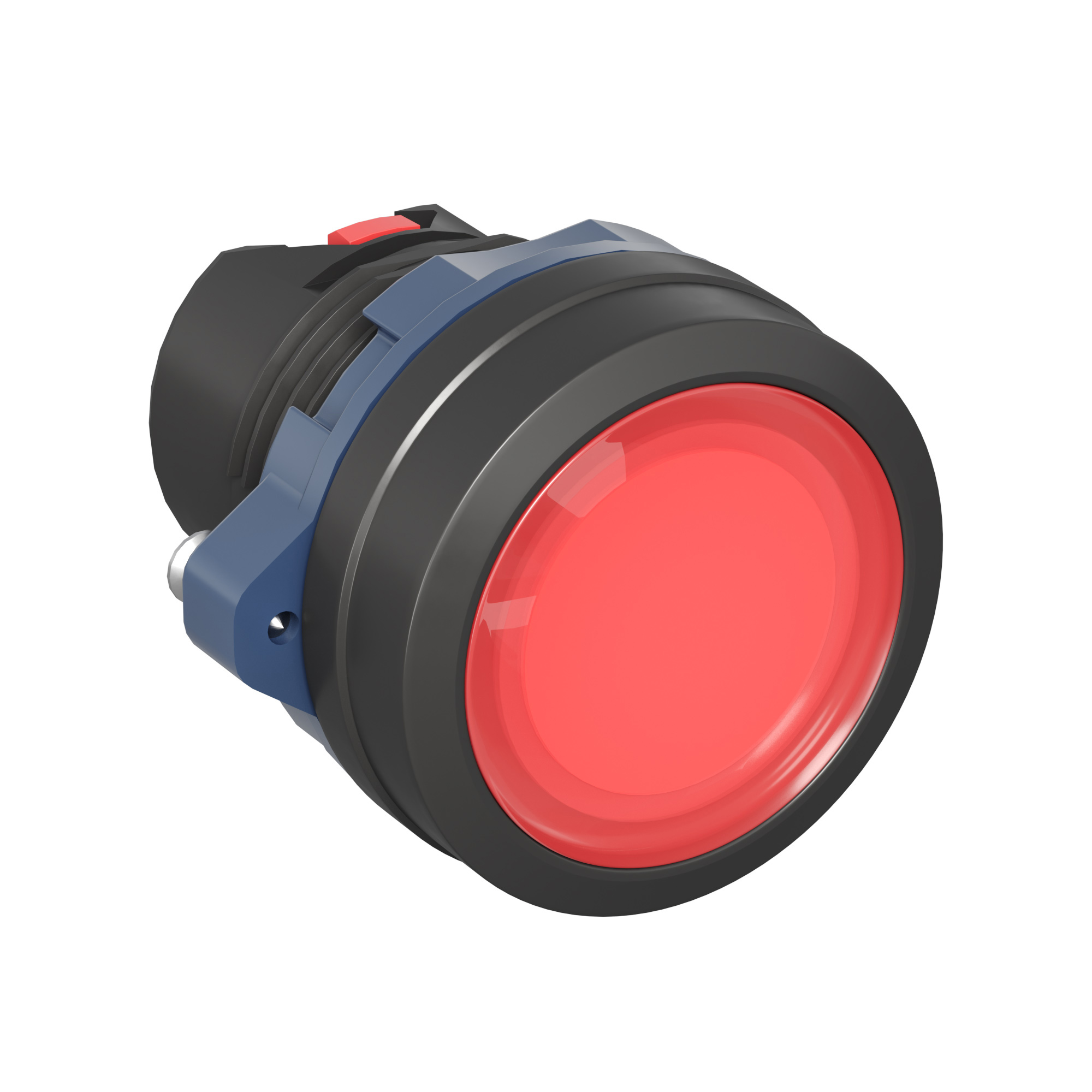 Головка кнопки плоская прозрачная с  фиксацией, красная