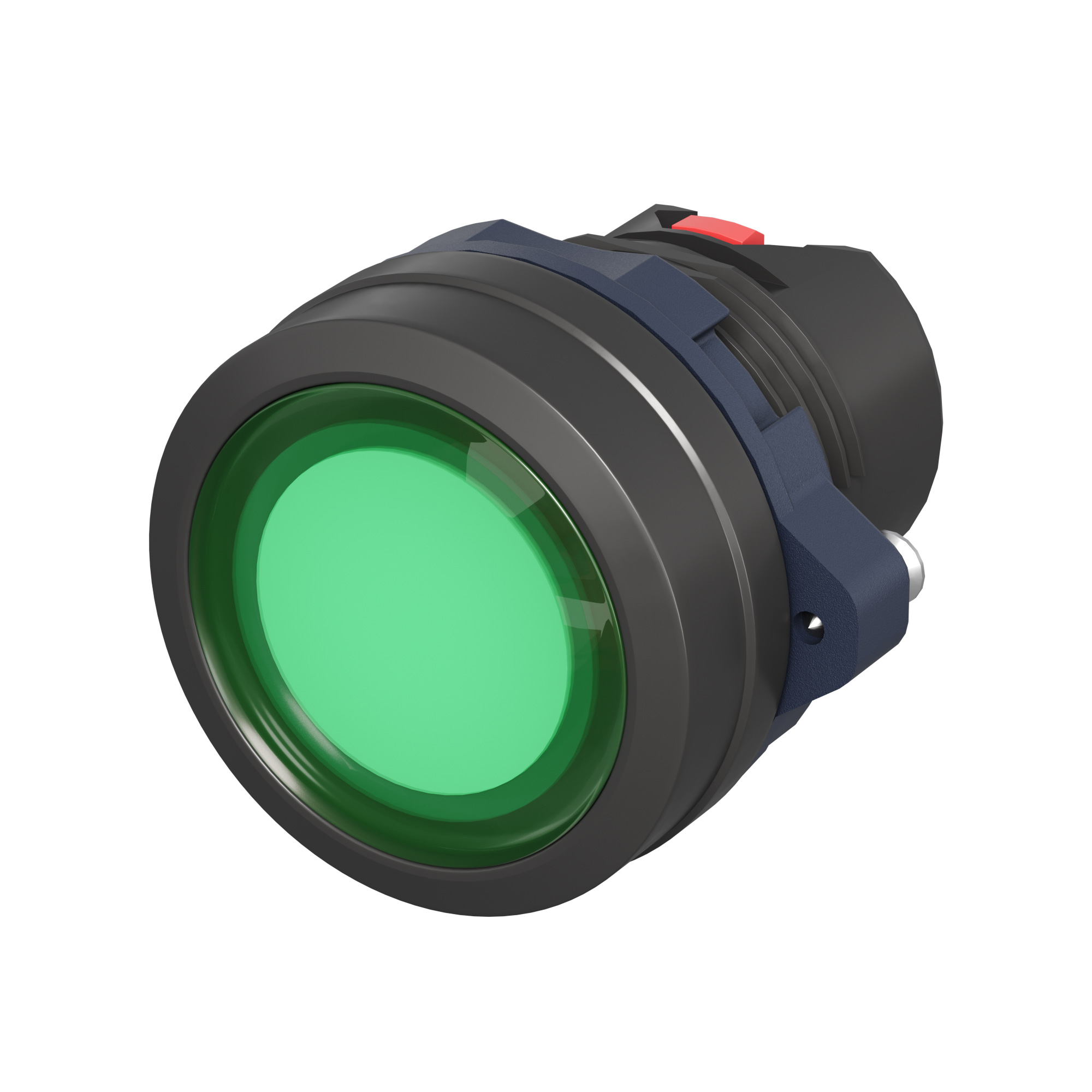 Головка кнопки плоская  прозрачная без фиксации, зеленая