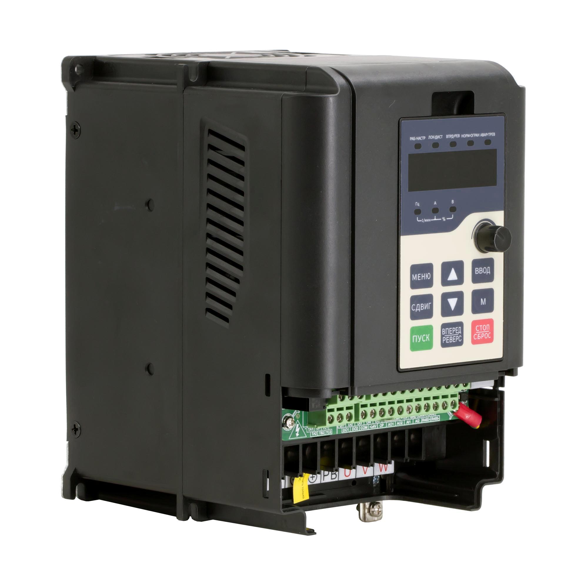 Преобразователь частоты, 1ф. питание 220В, выходная мощность 0,75 кВт, встроенный тормозной прерыватель и ЭМС фильтр