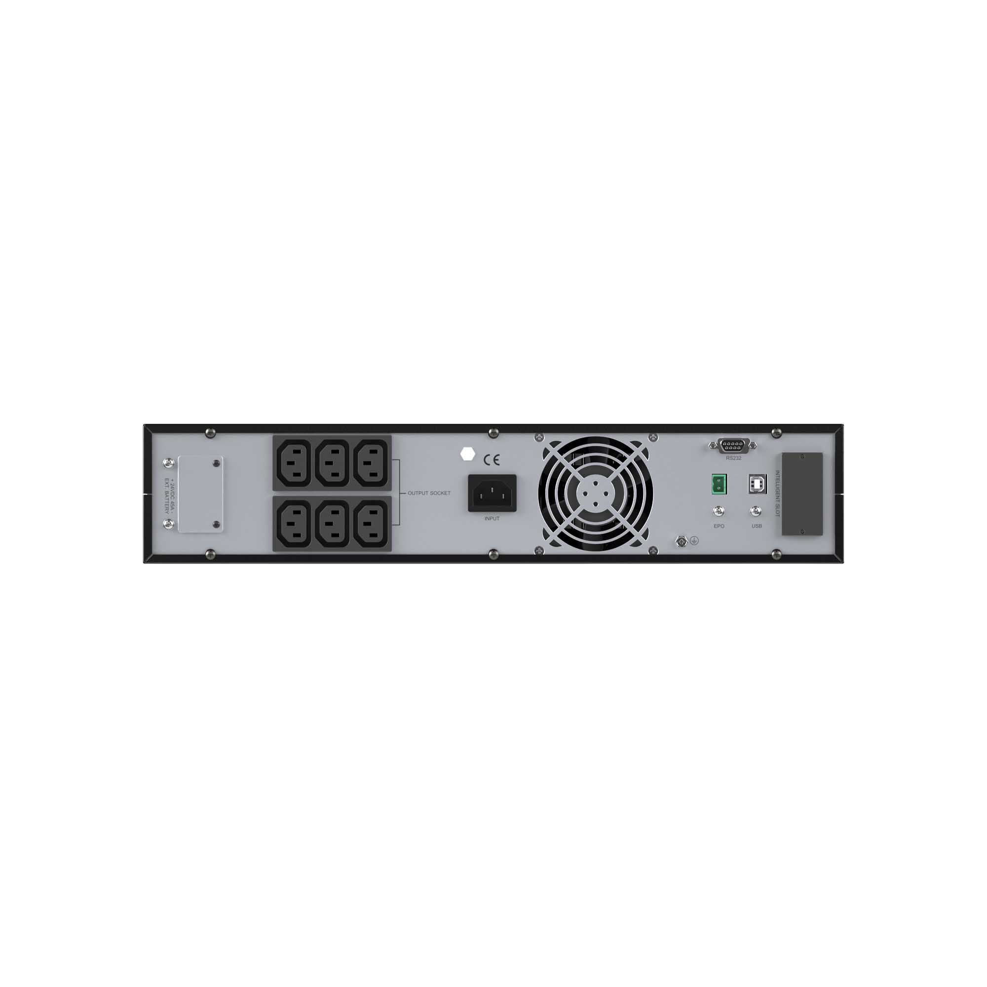 Онлайн ИБП ДКС серии Small Rackmount, 1000 ВА/900 Вт, 1/1, 6xIECC13,EPO, USB, RS-232, Rack 2U, з/у 1А, 2x9Ач
