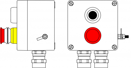 Взрывозащищенный пост управления из полиэстера CPE-Р-03-(1xP1B(11)-1xP3E(11))-2xAASBMB(C)1Ex d e IIC T6 Gb / Ex tb IIIC T80°C Db IP66/КЗ/ШЗ