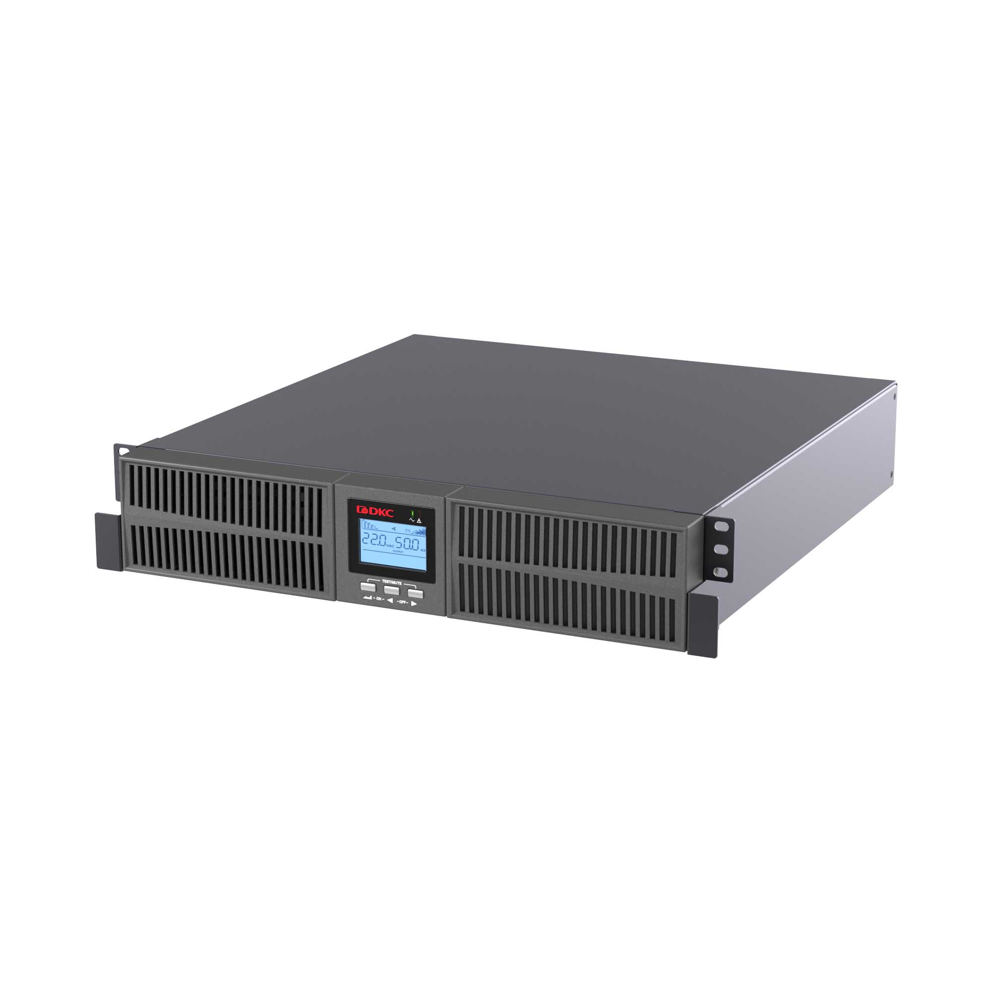 Онлайн ИБП ДКС серии Small Rackmount, 1000 ВА/900 Вт, 1/1, 6xIEC C13,EPO, USB, RS-232, Rack 2U, з/у 6А, без АКБ