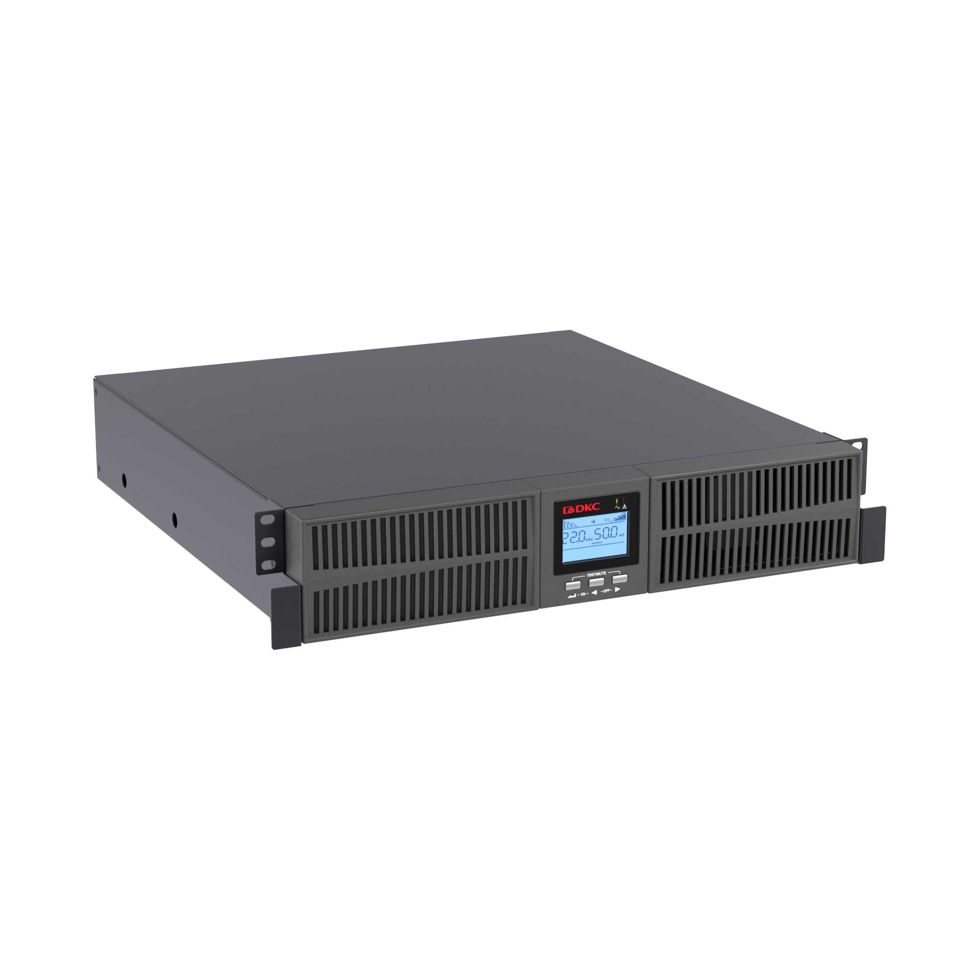 Онлайн ИБП ДКС серии Small Rackmount, 1000 ВА/900 Вт, 1/1, 6xIEC C13,EPO, USB, RS-232, Rack 2U, з/у 6А, без АКБ