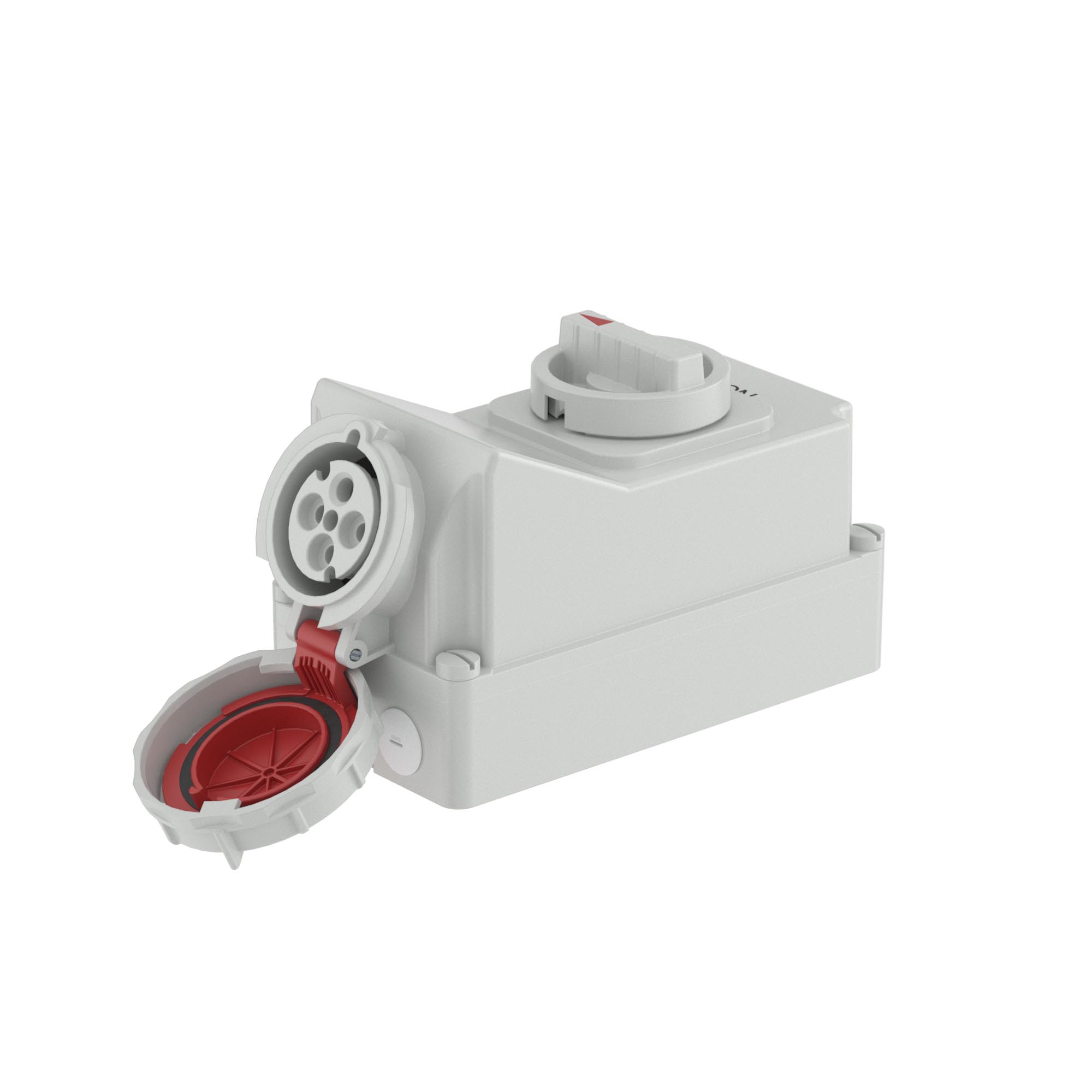 Розетка настенная с механической блокировкой и боковым расположением разъема WIS IP67 63А 3P+E 400В