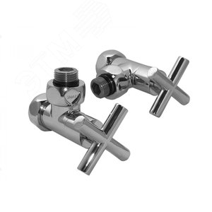 Комплект вентилей для полотенцесушителя угловой г/ш 3/4'х1/2' с крестовой ручкой черный матовый