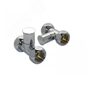 Комплект вентилей для полотенцесушителя прямой г/г 1'х1' с круглой ручкой черный матовый