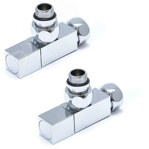Комплект вентилей для полотенцесушителя угловой г/ш 3/4'х1/2' с квадратной ручкой хром