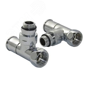 Комплект вентилей для полотенцесушителя угловой г/ш 3/4'х1/2' с круглой ручкой хром