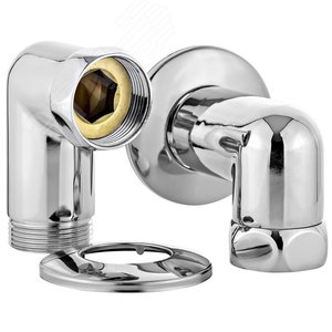 Комплект соединений для полотенцесушителя угловой гайка/штуцер 3/4'х1/2' хром