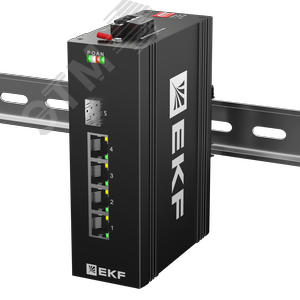 Коммутатор промышленный неуправляемый U-1GX/SFP-4GTP, 1 порт 1000Base-X SFP, 4 порта 10/100/1000Base-T(X) RJ45 c PoE, монтаж на динрейку TSX EKF