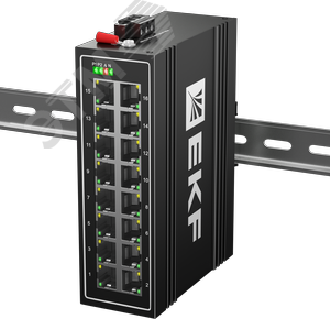 Коммутатор промышленный неуправляемый U-16T, 16 портов 10/100Base-T(X) RJ45, монтаж на динрейку TSX EKF