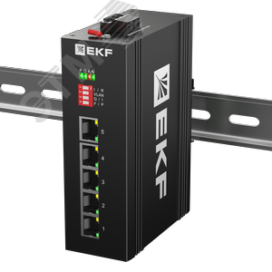 Коммутатор промышленный неуправляемый U-5GT, 5 портов 10/100/1000Base-T(X) RJ45, монтаж на динрейку TSX EKF