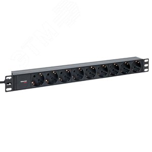 Блок розеток PDU TERACOM PRO 19' 1U 10А/250В 9 роз. Schuko шнур 2 м 3x1.5 мм2 вилка C14 корпус алюминий черный