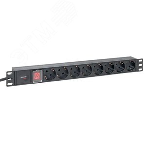 Блок розеток PDU TERACOM PRO 19'' 1U 16А/250В 8 розеток Schuko с выключателем шнур питания длиной 2 метра сечение 3x1.5 мм2 вилка Schuko корпус алюмин