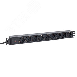 Блок розеток PDU TERACOM PRO 19' 1U 16А/250В 9 роз. Schuko шнур 2 м 3x1.5 мм2 вилка Schuko корпус алюминий черный