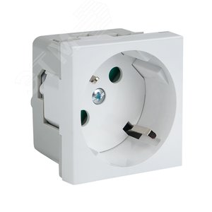 Розетка 45х45 PRO, с заземлением, белая , 45 град