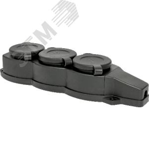 Розетка трехместная с защитными крышками каучуковая 230В 2P+PE 16A IP44 PROxima