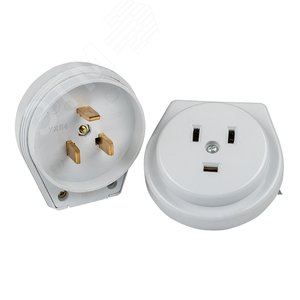 Разъем РШ-ВШ 32А 250В 2P+PE (СУ) пластиковый белый Simple