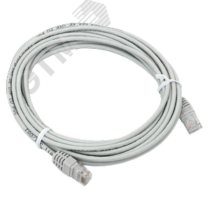 Патч-корд TERACOM Cat.5E (1Гбит/с) неэкранированный UTP оболочка PVC серый (5м)