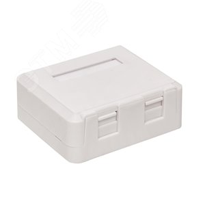Корпус настенной розетки TERACOM PRO на 2 модуля Keystone со шторками и маркерами белый
