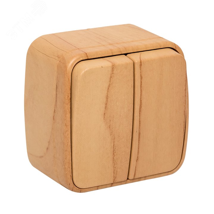 Выключатель двухклавишный ОП Минск 10А светлое дерево