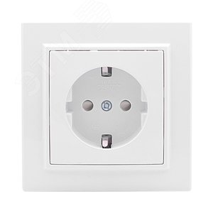 Розетка Минск одноместная СП с заземлением 16А белая защитные шторки