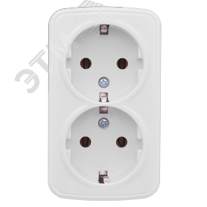 Розетка Минск 2-местная ОП 16А с заземлением белая