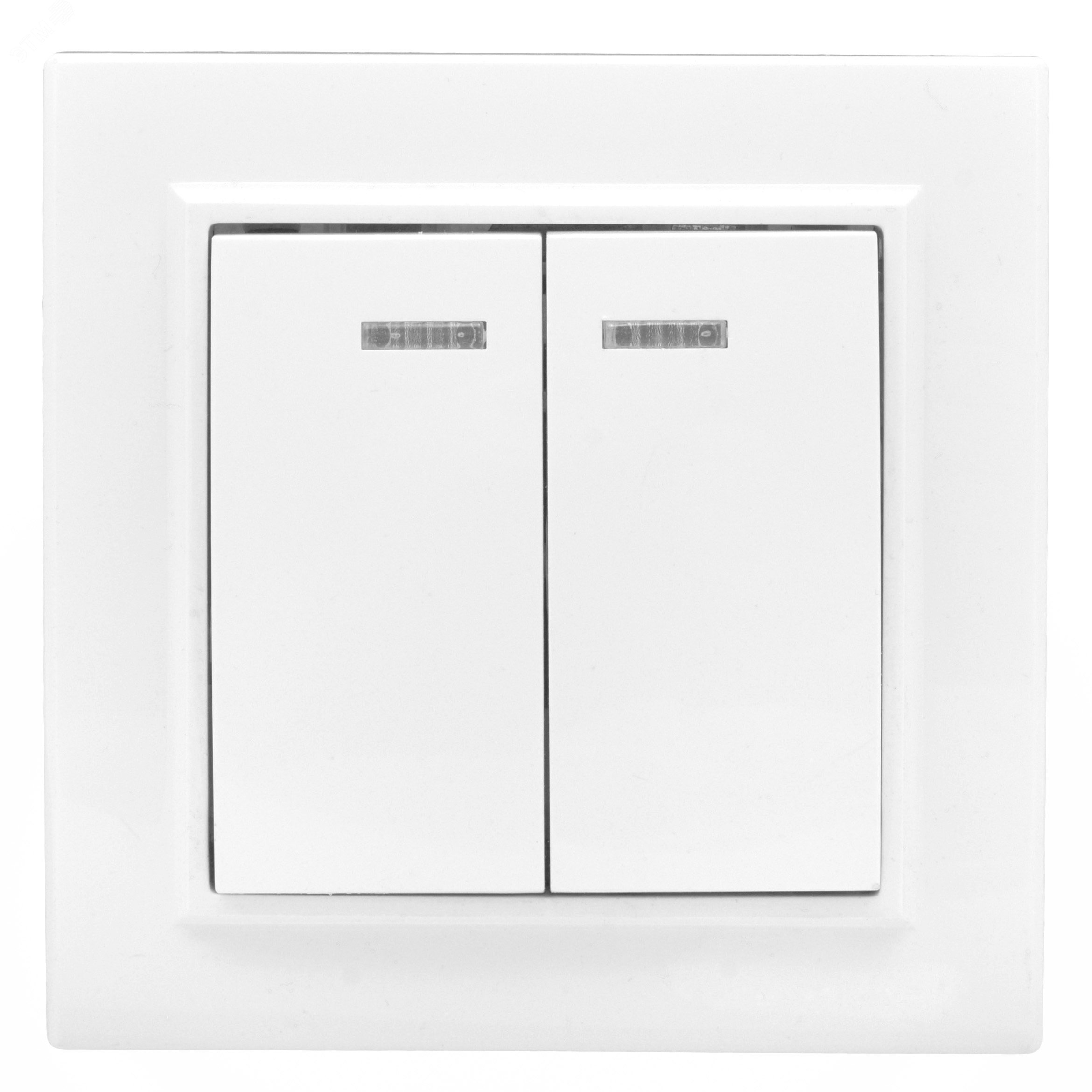 Выключатель Минск двухклавишный СП с индикатором 10А белый