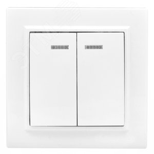 Выключатель Минск двухклавишный СП с индикатором 10А белый